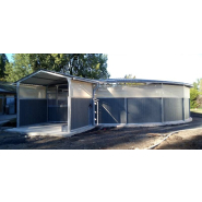 Marcheur CTL circulaire en résine PVC pour 6 chevaux - Modèle semi couvert, diamètre 15 m