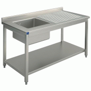 Plonge inox avec 1 bac à droite et étagère inférieure 1400x700 mm - PSLG1GD1467