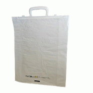 Sac plastique blanc 60% recyclé à poignées rigides 35x45x10cm - par 50