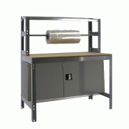 SimonRack Établi d’atelier, 910x760 mm, porte-rouleau et armoire, Charge 400 kg, Gris - BT-4 - gris métal 8425437123245