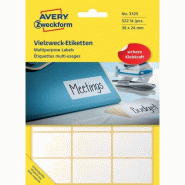 Avery Zweckform 522 étiquettes multi-usages blanches, format 38 x 24 mm (29 feuilles / cdt) - blanc 3325