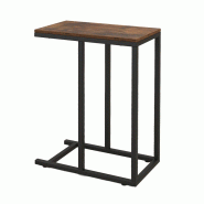 COSTWAY Table d'appoint en forme de C, table basse avec structure métallique, table pour ordinateur portable, 45,5 x 25,5 x 64 cm (marron) - marron B