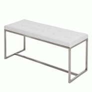 Décoshop26 - Banc tabouret assise capitonné en synthétique blanc cadre en acier inoxydable 100x40 cm 10_0000917 - inox 3000722969606