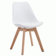 Décoshop26 - Chaise de salle à manger x1 design scandinave en PVC et plastique blanc et piètement à 4 pieds en bois clair 10_0003270 - blanc 3000 Décoshop26 - Chaise de salle à manger x1 design scandinave en PVC et plastique blanc et piètement à 4 pieds en bois clair 10_0003270 - blanc 3000