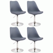 Décoshop26 - Lot de 4 chaises de salle à manger pivontante hauteur réglable en plastique gris et pied trompette métal aspect chromé 10_0001821 - Décoshop26 - Lot de 4 chaises de salle à manger pivontante hauteur réglable en plastique gris et pied trompette métal aspect chromé 10_0001821 -