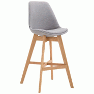 Décoshop26 - Tabouret de bar chaise haute design scandinave moderne en tissu gris clair TDB10379 - gris 3000485969608