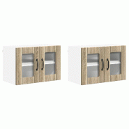 Helloshop26 - Lot de 2 armoires murales de cuisine motrées pratiques 60 x 31 x 40 cm en bois d'ingénierie chêne sonoma 02_0053989 - Bois massif 300