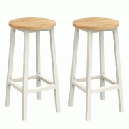 Helloshop26 - Tabourets hauts lot de 2 chaises de bar siège de cuisine cadre en acier hauteur 65 cm montage facile style industriel 12_0007761 - mét