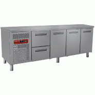 Pack table travail inox 4 portes avec 2 tiroirs groupe a gauche gaz... - PMR4/R2_MC1/2-TP