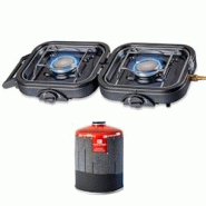 Réchaud gaz 2 feux 4600W pliable + Cartouche de gaz KEMPER - noir 3701599315212 Réchaud gaz 2 feux 4600W pliable + Cartouche de gaz KEMPER - noir 3701599315212