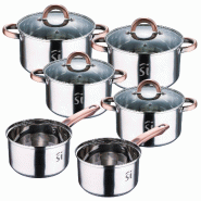 San Ignacio - Batterie de cuisine 10 pièces en Acier Inoxydable 2xØ16 cm, 2xØ18 cm, 2xØ20 cm avec Couvercles - multi-matériau PK6753