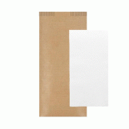 Serviette airlaid blanche 40x32cm emballé /sachet kraft naturel 11x25cm par 300