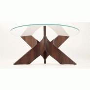 Table basse ronde design astoria - chêne / noyer - diamètre 80 cm