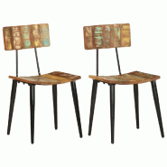 VidaXL Chaises à manger lot de 2 bois de récupération solide Modèle Vega Office Plus - 287901