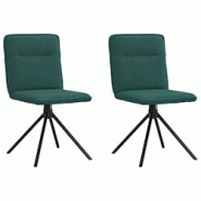 VidaXL Chaises à Manger Lot De 2 Vert Foncé Tissu - vert 4101237 VidaXL Chaises à Manger Lot De 2 Vert Foncé Tissu - vert 4101237