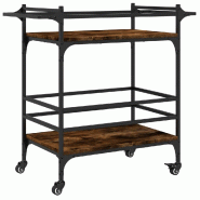 VidaXL Chariot de cuisine chêne fumé 82x40x78,5 cm bois d'ingénierie - marron multi-matériau 842363