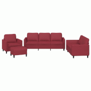 VidaXL Ensemble de canapés 4 pcs et coussins Rouge bordeaux Similicuir Modèle Sirius Salon - 3201748