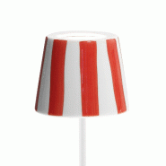 Zafferano Lampe Led Poldina Lido Rayures Rouges Rechargeable Ip65 Extérieur, Dimmable Avec Autonomie Jusqu'À 12 Heures - rouge 8054144506210