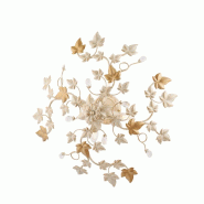 BeLight Edera Plafonnier En Fer Laqué Ivoire Décor Or Antique Et Strass Cristal 4 Lumières H.22 D.60 Bl50-Pl4-Av - doré 8050713210625