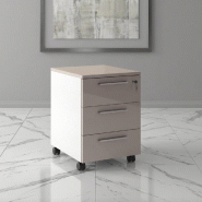 Caisson mobile 3 tiroirs blanc bicolore - Ofitres - Blanc pastel, Cachemire_0