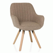 Chaise visiteur / Chaise de salle à manger SCANDI SOFT tissu beige hjh LIVING - beige polyester 800210