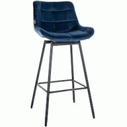 CLP Tabouret de bar Weston Pivotant Bleu/Velours - bleu textile 321492 CLP Tabouret de bar Weston Pivotant Bleu/Velours - bleu textile 321492