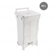 Collecteur à pédale - gilac - 90 l + porte - couvercle blanc