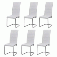 Décoshop26 - Lot de 6 chaises de salle à manger cuisine cantilever design classique et moderne synthétique blanc CDS022253 - blanc 3000025361534 Décoshop26 - Lot de 6 chaises de salle à manger cuisine cantilever design classique et moderne synthétique blanc CDS022253 - blanc 3000025361534