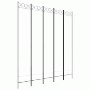 Décoshop26 - Paravent séparateur de pièce cloison 5 panneaux 200 x 220 cm tissu blanc et fer DEC030944 - blanc 3000258201782