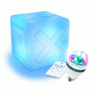 Enceinte sans fil bluetooth - déco cube gaming lumineux à led 9 couleurs, ampoule led inclus - 3666638040190