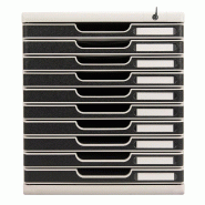 Exacompta MODULO A4 10 tiroirs fermés Office gris lumière/noir, verrouillage à clé - noir matière synthétique 332014D