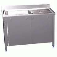 FRICOSMOS Évier avec portes coulissantes ou battantes à une cuve sur le côté gauche - inox FRFRI010I