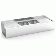 FRICOSMOS Evier suspendu avec tablier 2C,2E 2000x700x250 mm. Dimensions cuve 400x500x250 mm. - inox 055644OST