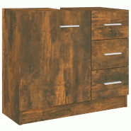 Helloshop26 - Armoire de lavabo chêne fumé 63 x 30 x 54 cm grand rangement surface lisse moderne en bois d'ingénierie chêne fumé 02_0048224 - Boi