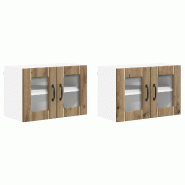 Helloshop26 - Lot de 2 armoires murales cuisine moderne épurée 60 x 31 x 40 cm en bois d'ingénierie chêne artisanal 02_0054003 - Bois massif 30002