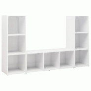 Helloshop26 - Lot de 3 meubles TV classiques modulables vogue rangement 107 x 35 x 37 cm en bois d'ingénierie blanc 02_0055130 - blanc Bois massif 30