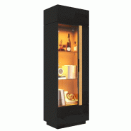 Merax Vitrine LED, armoire haute avec porte vitrée, cadre en aluminium, App-LED et façade brillante, 60 x 40 x 180 cm, noir - noir multi-matériau G