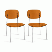 Now's Home - Lot de deux chaises en resine acrylique ambre 47.5x45xht84 glam - 3256390255019