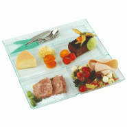 Plateau repas Five 5 compartiments PS 30,8x30,8x2cm transparent vert - par 25