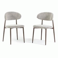 RATTATAN Lot de 2 chaises d’intérieur MOIRA, structure en métal effet bois, assise rembourrée en tissu, élégantes et modernes pour cuisine, bar RATTATAN Lot de 2 chaises d’intérieur MOIRA, structure en métal effet bois, assise rembourrée en tissu, élégantes et modernes pour cuisine, bar