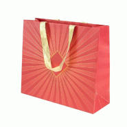 Sac luxe Eclat d'or dorure à chaud poignées ruban or 29x10x25cm - par 12