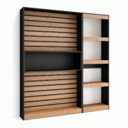 SKRAUT HOME Étagère Bibliothèque, 170x186x25cm, Salon Salle à manger Bureau, Salon, Bureau, Chêne et noir - beige Bois manufacturé 82_1