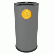 Stil Casa poubelle de tri sélectif, Ø 35 x h. 72 cm, acier peint, trois compartiments, pictogramme magnétique, 70 litres, gris. - 873 G Stil Casa poubelle de tri sélectif, Ø 35 x h. 72 cm, acier peint, trois compartiments, pictogramme magnétique, 70 litres, gris. - 873 G