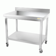 Table de travail en inox 1200 x 500 mm adossée sur roulettes PREMIUM / GOLDINOX - inox 3701770802494 Table de travail en inox 1200 x 500 mm adossée sur roulettes PREMIUM / GOLDINOX - inox 3701770802494