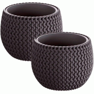 WellHome - Lot de 2 pots 2,3 L Splofy Ø23,9 cm chacun, coloris anthracite - gris plastique PK4401