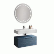 AQA Design Composition de salle de bain en MDF 3 pièces SOLMIRA blue L.100 P.45 H.190 MPSO55-L1-BLU - bleu Bois manufacturé MPSO55-L1-BLU