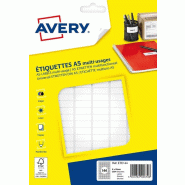 AVERY Lot de 5 2304 étiquettes multi-usages blanches, format 8 x 20 mm (16 feuilles / cdt) - 5014702026706