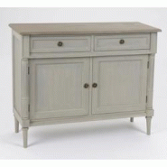 Buffet étroit 2 tiroirs Edouard 100x35 cm en Bois -  Gris Rectangle Bois Amadeus 100x35 cm - gris Bois massif 3520071356020