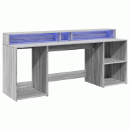 Bureau et lumières LED sonoma gris 200x55x91 cm bois ingénierie Modèle Atlas Master Creator - 8721158402783