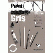 Clairefontaine Lot de 4 Bloc encollé de 30 feuilles de papier Paint ON Mix Media Gris, 250 g/m², A5 - 3329689758086
